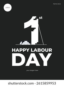 Illustration design template poster or banner number one happy labour day