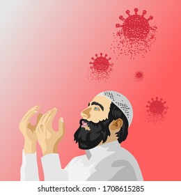 illustration design template pray corona virus