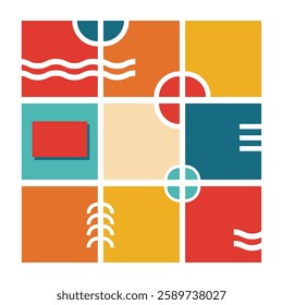 Illustration design template square retro unique abstract