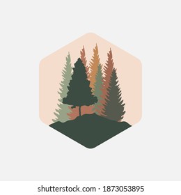 Illustration design template, with tall pine trees design