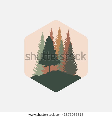 Illustration design template, with tall pine trees design