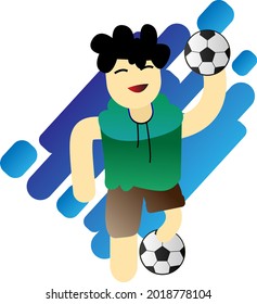 illustration design with the theme of playing football, suitable for competition, as well as in activity