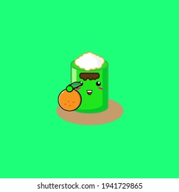 Illustration Design traditional food characters cute cake putu bring oranges