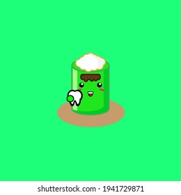 Illustration Design traditional food characters cute cake putu bring the replica teeth