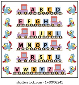 Illustration design of train shapes with alphabetic carriages