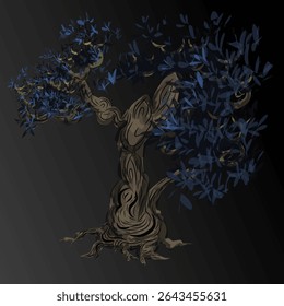 illustration design of a tree with a dark background