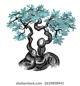 illustration design of a tree with lush leaves