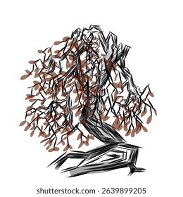 illustration design of a tree with lush leaves