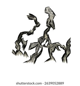 illustration design of a tree with only the remains of dry wood