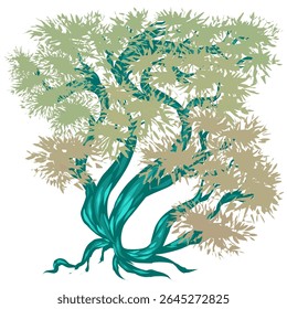 illustration design of a tree with thick and beautiful leaves