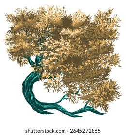 illustration design of a tree with thick and beautiful leaves