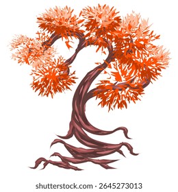 illustration design of a tree with thick and beautiful leaves