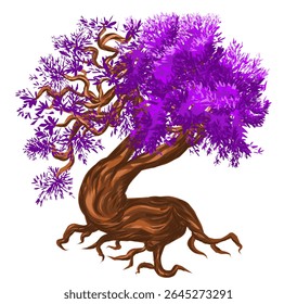 illustration design of a tree with thick and beautiful leaves
