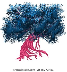 illustration design of a tree with thick and beautiful leaves