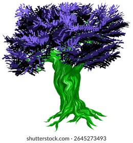 illustration design of a tree with thick and beautiful leaves