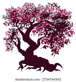 illustration design of a tree with thick leaves