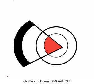Ilustración del símbolo del logotipo del triángulo y círculo negro y rojo