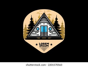 Illustration design of a triangle wood cabin
