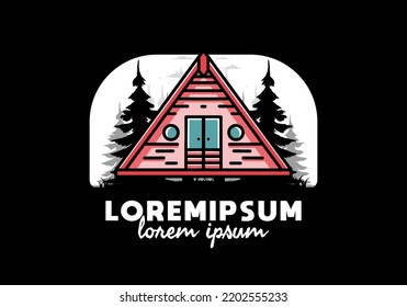 Illustration design of a triangle wood cabin