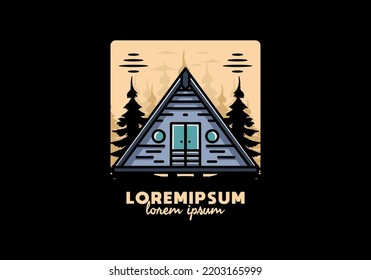 Illustration design of a triangle wood cabin