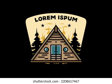 Illustration design of a triangle wood cabin