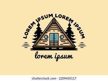 Illustration design of a triangle wood cabin