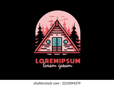 Illustration design of a triangle wood cabin