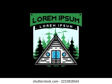 Illustration design of a triangle wood cabin