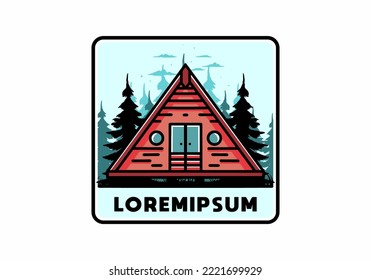 Illustration design of a triangle wood cabin