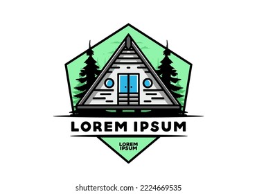 Illustration design of a triangle wood cabin