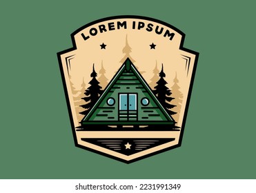 Illustration design of a triangle wood cabin