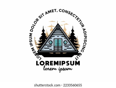 Illustration design of a triangle wood cabin