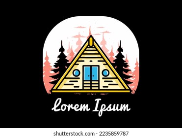 Illustration design of a triangle wood cabin