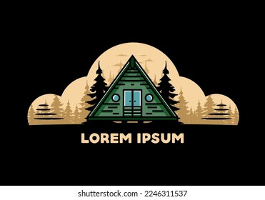 Illustration design of a triangle wood cabin
