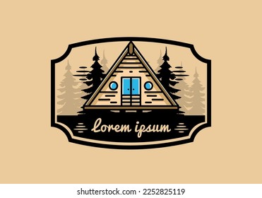 Illustration design of a triangle wood cabin