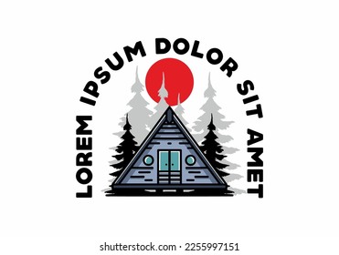 Illustration design of a triangle wood cabin