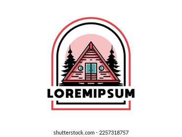 Illustration design of a triangle wood cabin