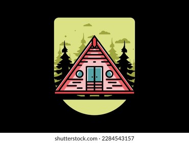 Illustration design of a triangle wood cabin