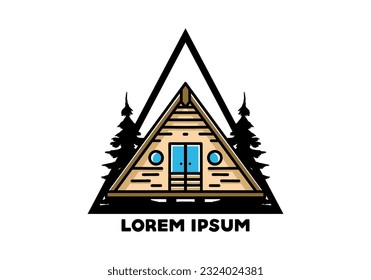 Illustration design of a triangle wood cabin