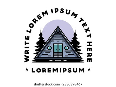 Illustration design of a triangle wood cabin