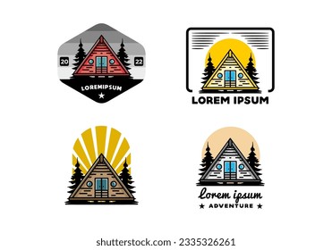 Illustration design of a triangle wood cabin