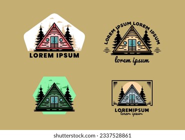 Illustration design of a triangle wood cabin