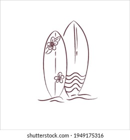 an illustration design of two surfboards