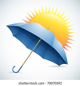 Illustration for design with an umbrella and the sun