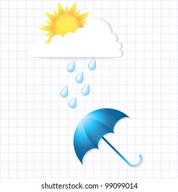 Illustration for design with an umbrella and the sun