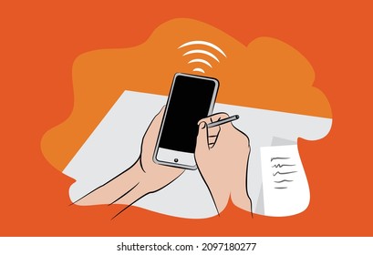 illustration design of the use of internet network technology in the office area. vector