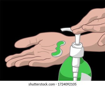 illustration design of using a hand sanitizer correctly