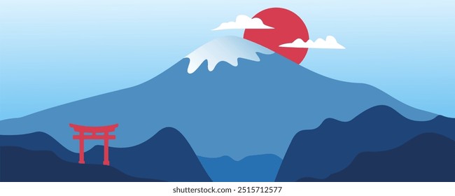 Diseño de ilustración de fondo de Vector Fuji mountain en Japón.