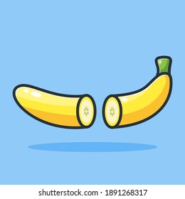 illustration design vector of banana being split