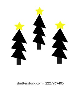 Illustration design vector of Black Christmas Tree, Fit for logo, clip art, icon, template, etc.